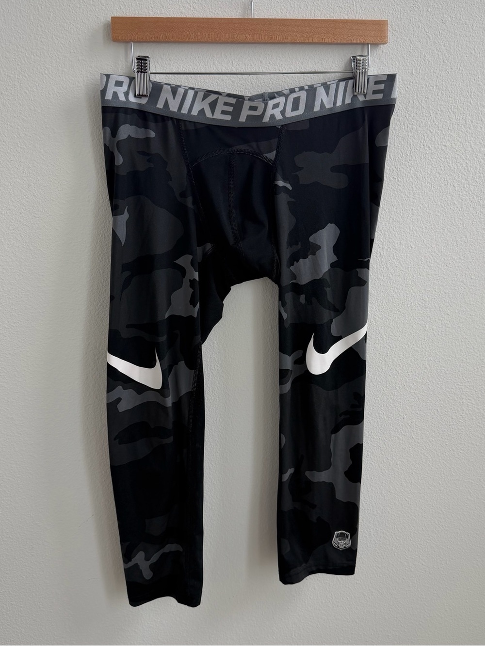 Nike Pro Combat Compression Black Gray Camo Dri Fit Leggings Mens XL